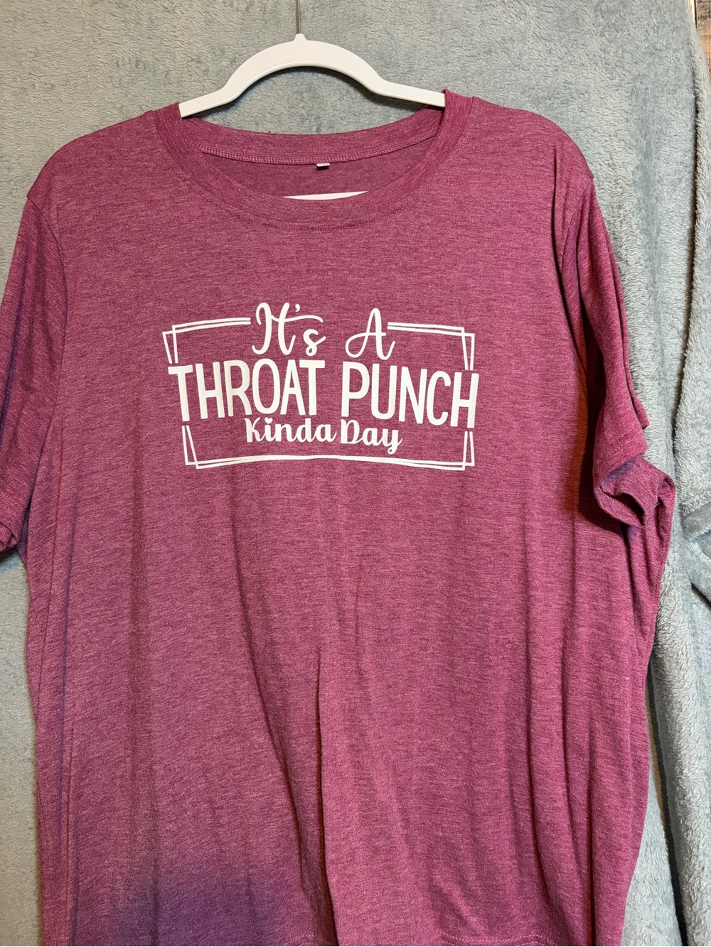 Source Unknown Heather Raspberry Graphic Tee - "It's A Throat Punch Kinda Day"